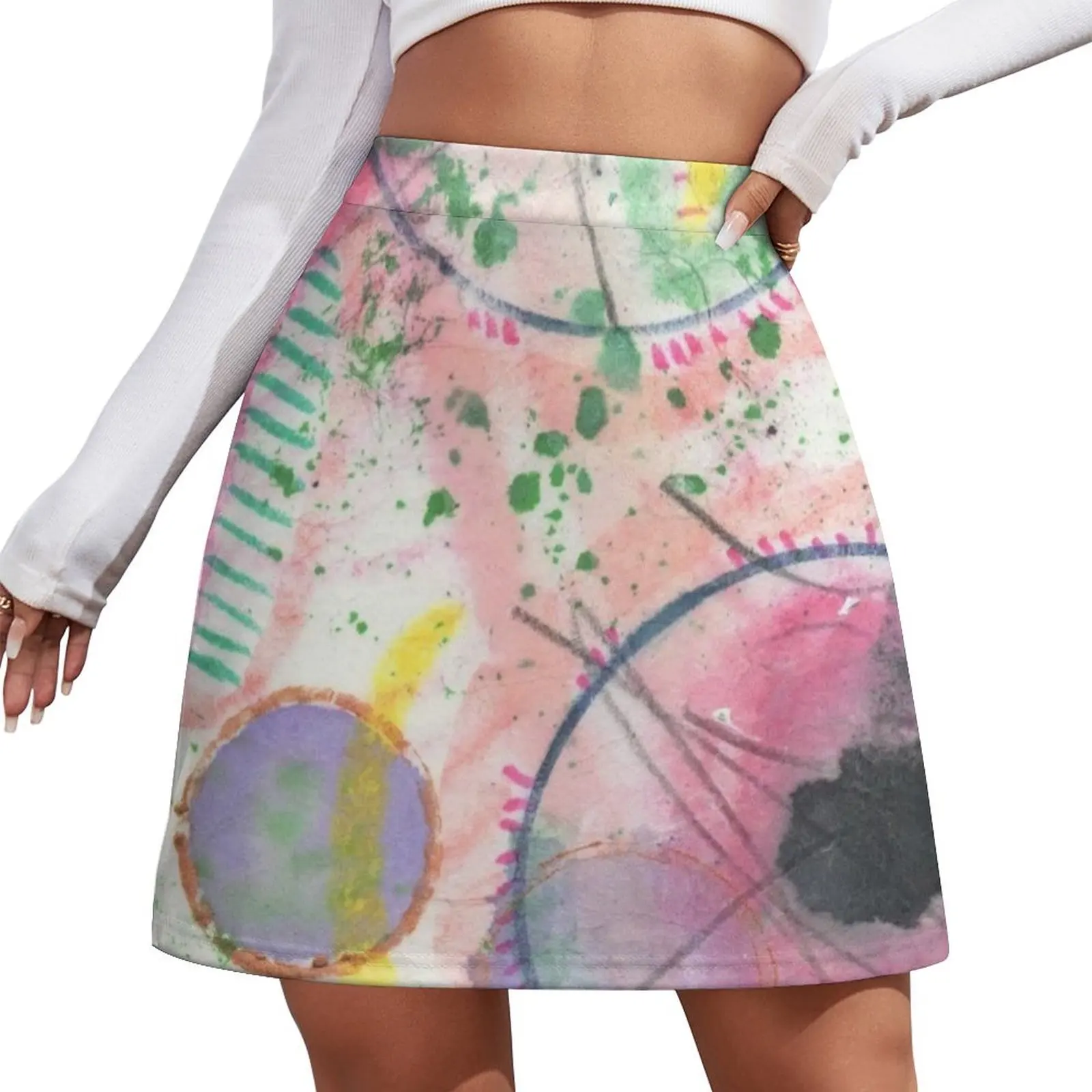 

80s Color Pop Abstract Mini Skirt korean style skirt cute skirt korean women's clothing korea stylish