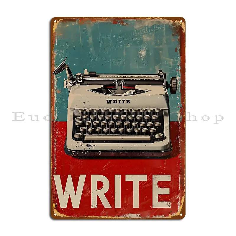 Vintage Typewriter With The Word Write Prominently Displayed Poster Metal Plaque Poster Garage Pub Print Tin Sign Poster