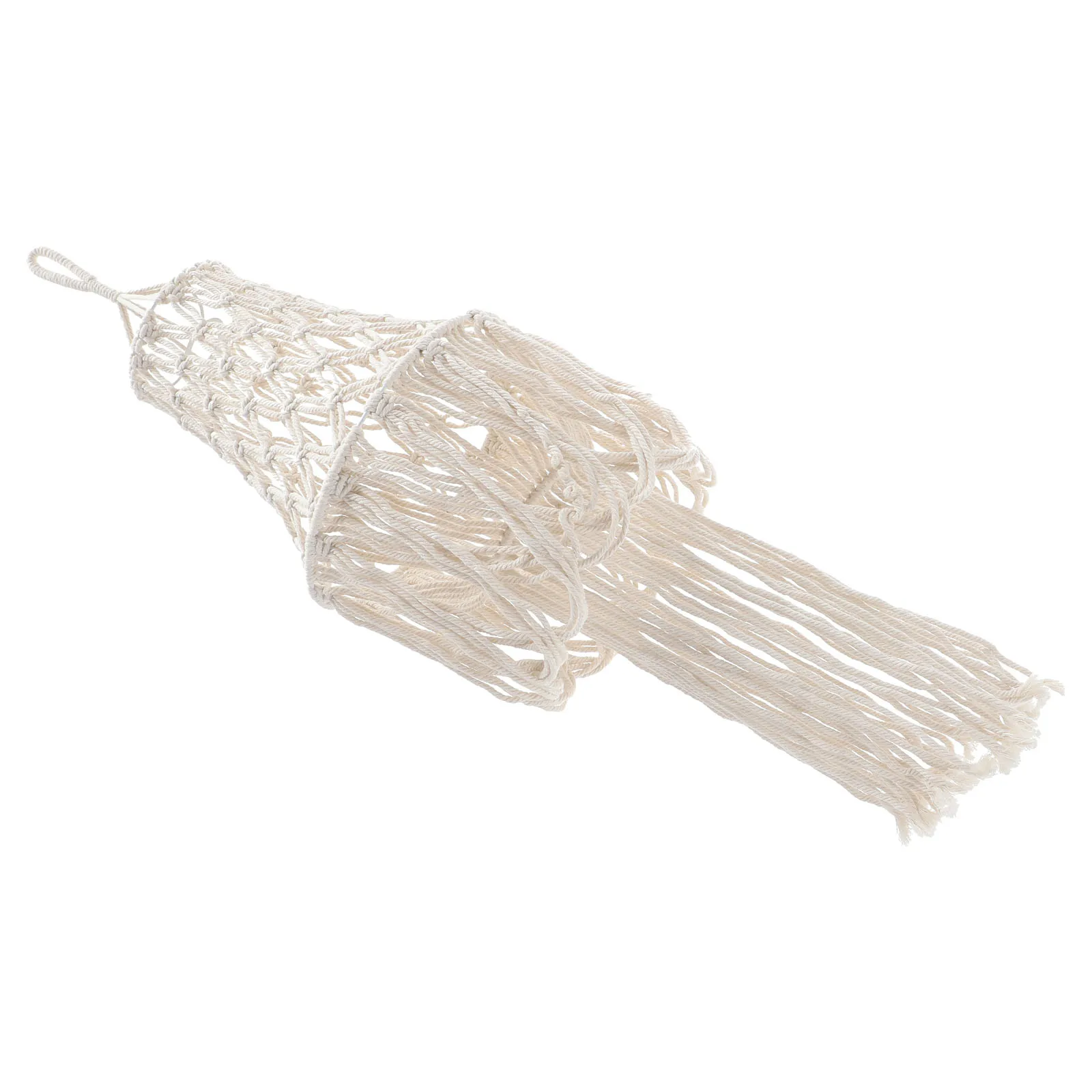 Paralume in corda di cotone intrecciata, macramè bohémien, copertura per lampada a sospensione, nappa bianca, accessori per la decorazione del soggiorno della camera da letto