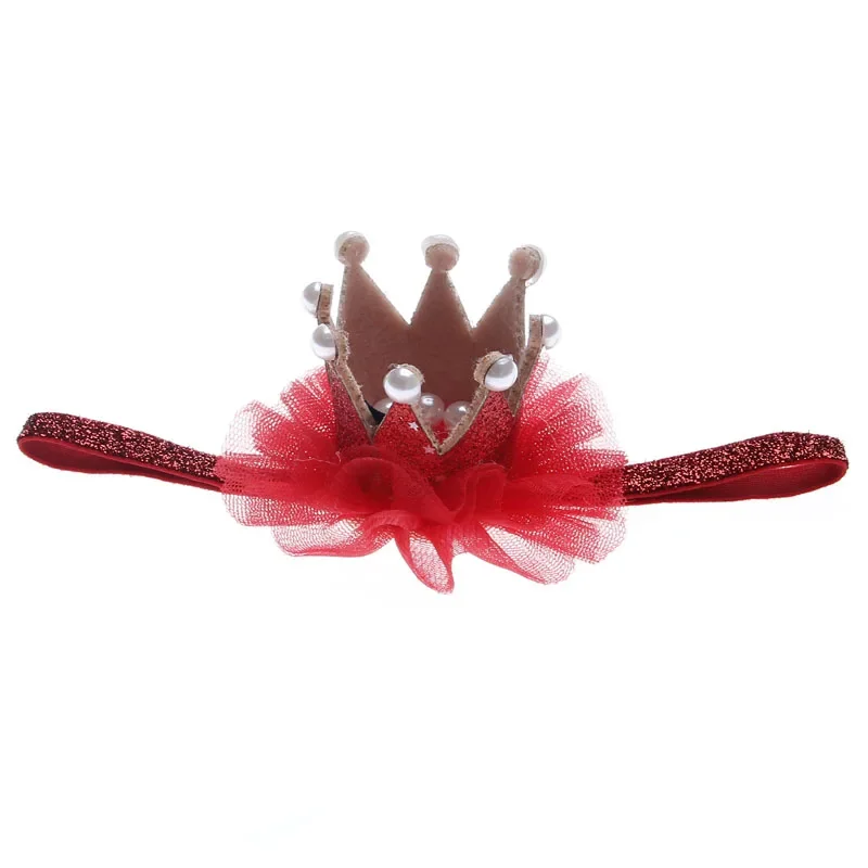 Fashion Newborn Mini Felt Crown with Glitter Elastic Headband for Girls Hair Accessories Handmade Luxe Baby Headbands