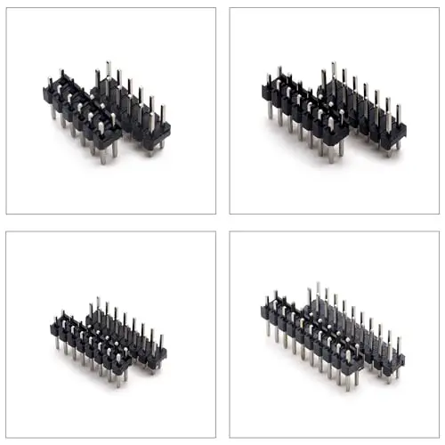 

2.54mm Male Pin Header Kit, Dual Row DIP Connector 2-12P Straight Pins for PCB Electronics DIY