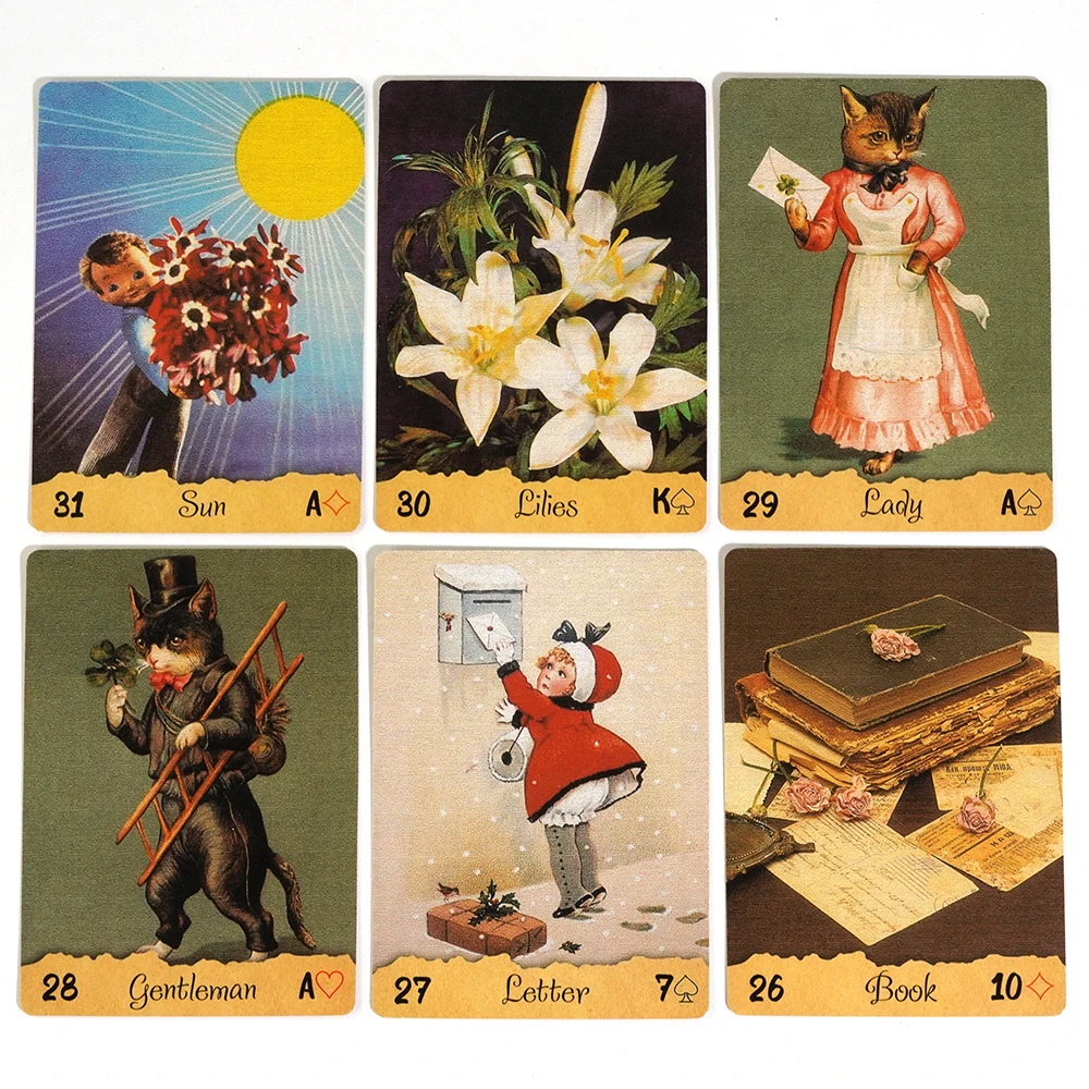 Pocztówki babci Lenormand 36 kart talia wyroczni stulecie z europejskiej talii tarota