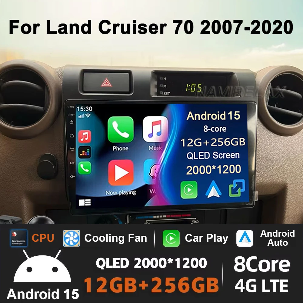 9 راديو سيارة أندرويد 15 لسيارة تويوتا بيك اب لاند كروزر LC 70 79 Series 2007-2020 Autoradio اللاسلكية Auto Carplay الوسائط المتعددة DSP