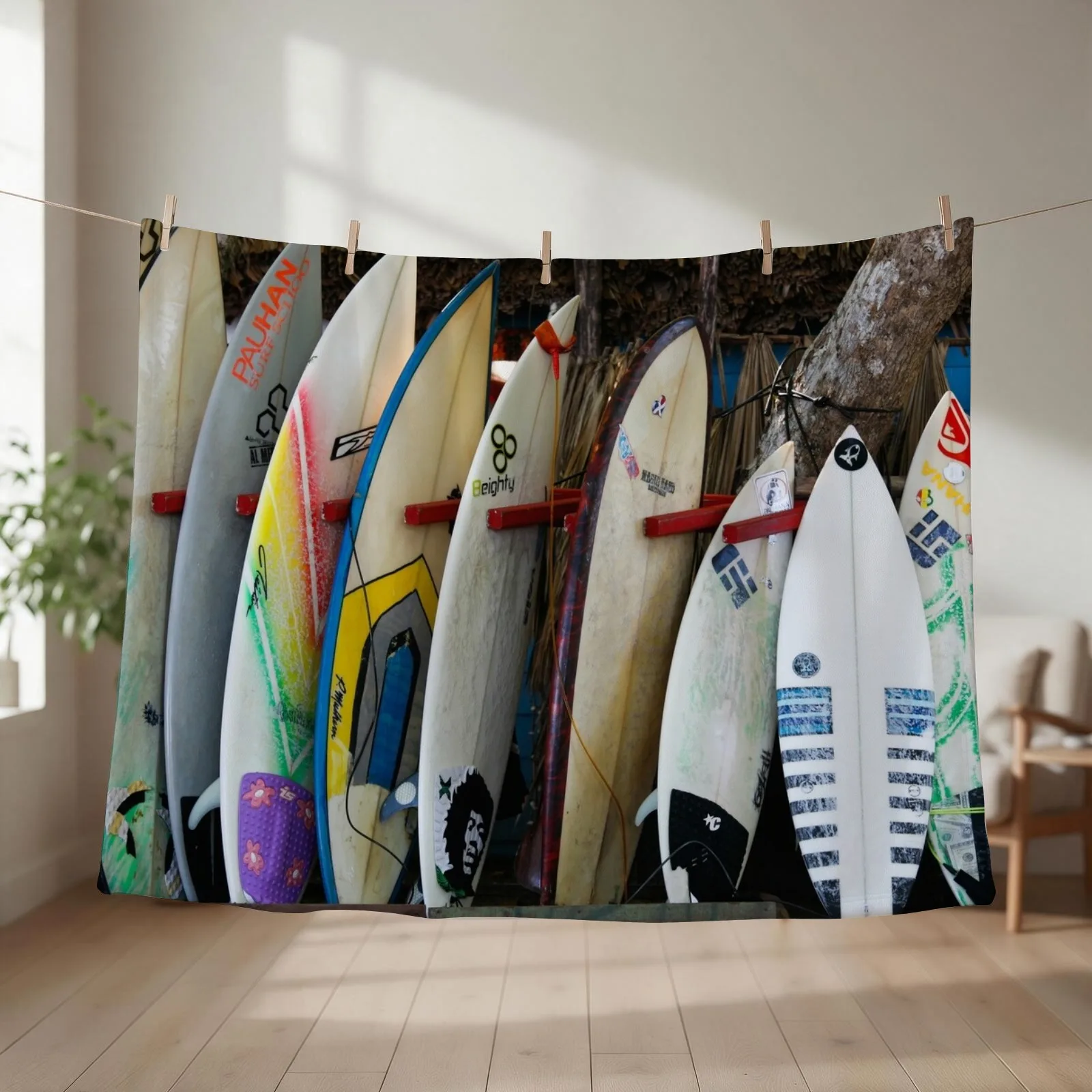 Surfboards Throw Blanket couch cozy soft plush fuzzy picnic outdoor blanket