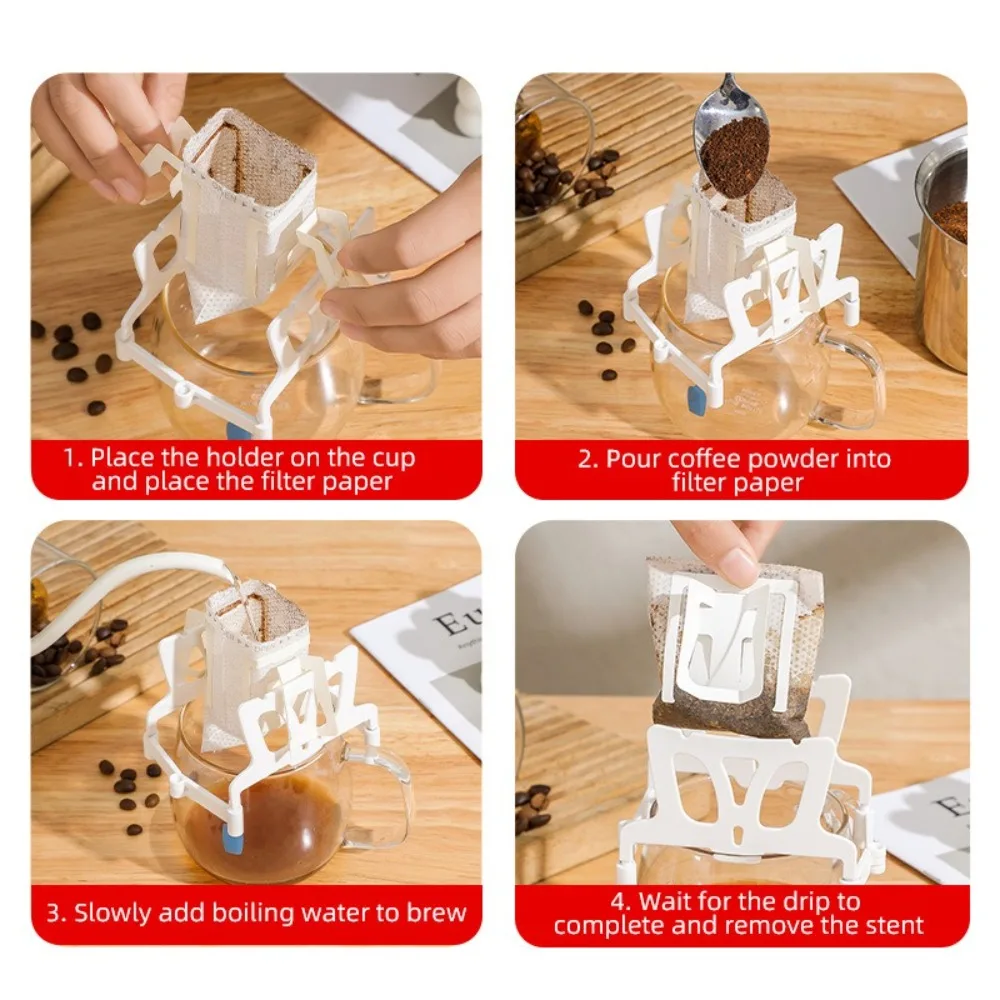 Foldable Coffee Filter Holder Reusable Lightweight Coffee Ear Drip Filter Paper Bag Shelf Tea Filters Dripper Baskets Coffeeware