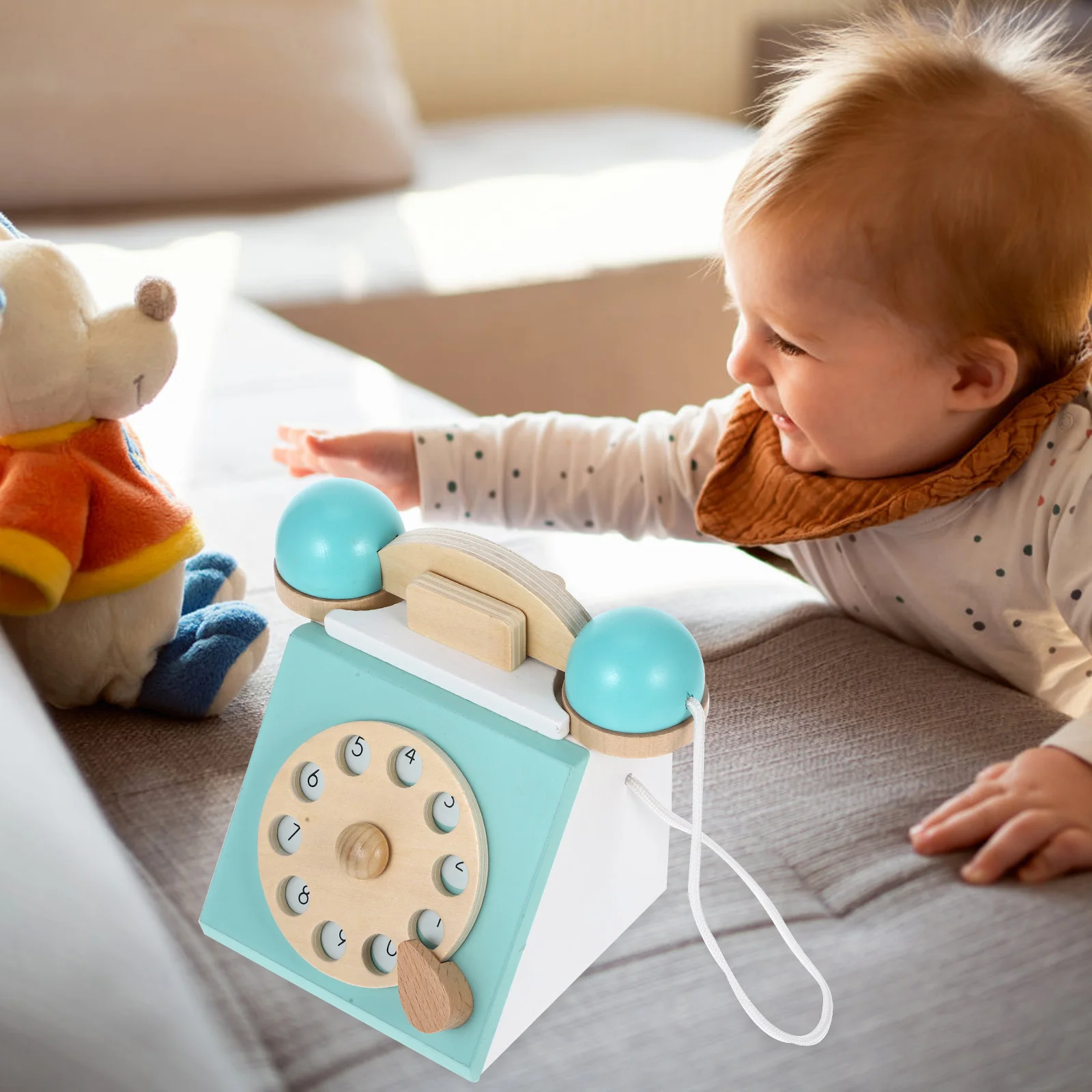 Vintage-Handyspielzeug aus Holz für Kinder, frühe Bildung, kognitive Entwicklung, Rollenspiel, Zahlenerkennungsfähigkeit