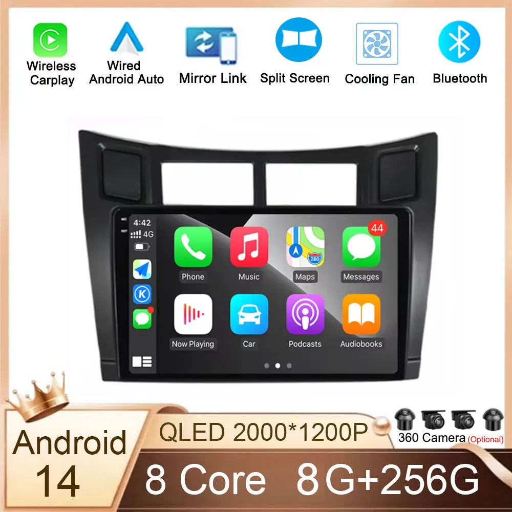 

For Toyota Yaris 2005-2012 Android 14 Car Radio Stereo Multimedia Video Player 4G Carplay Head Unit Autoradio RDS 2Din No DVD