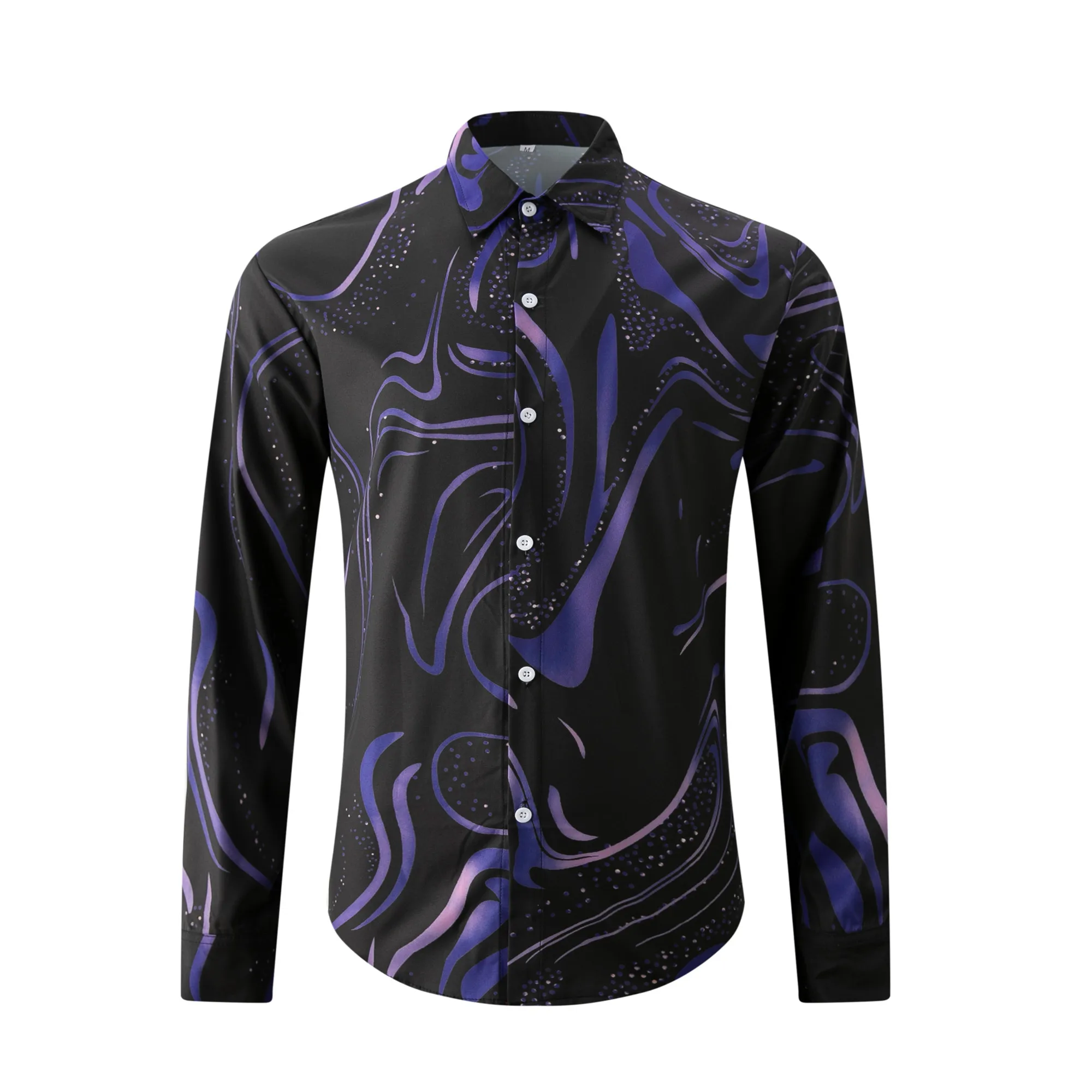 2023 Luxury Brand Social Men Shirts Lightning Gradual Casual Single Button Shirts High quality Shirts Printed Male Blouses S-3XL