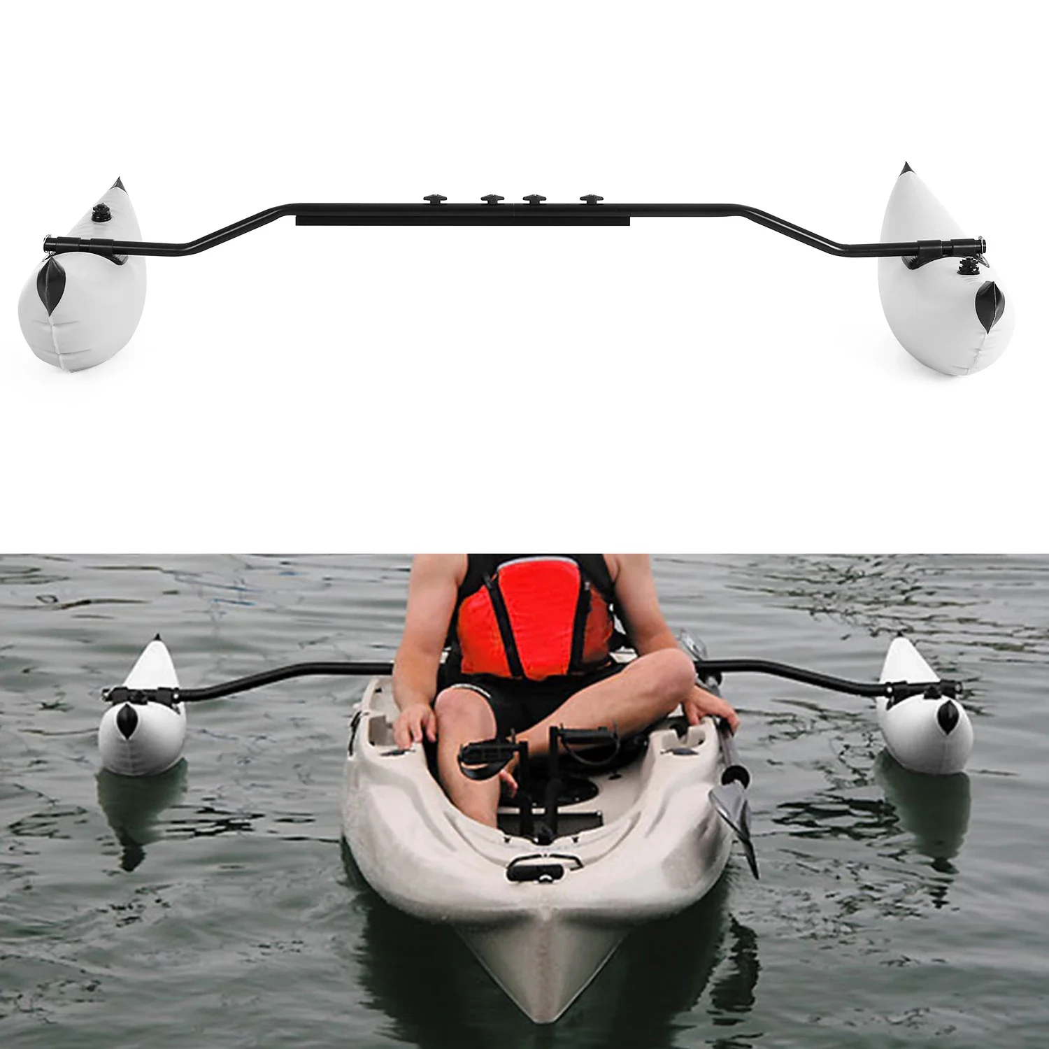

Kayak PVC Inflatable Outrigger Float with Sidekick Arms Rod Kayak Boat Fishing Standing Float Stabilizer System Kit