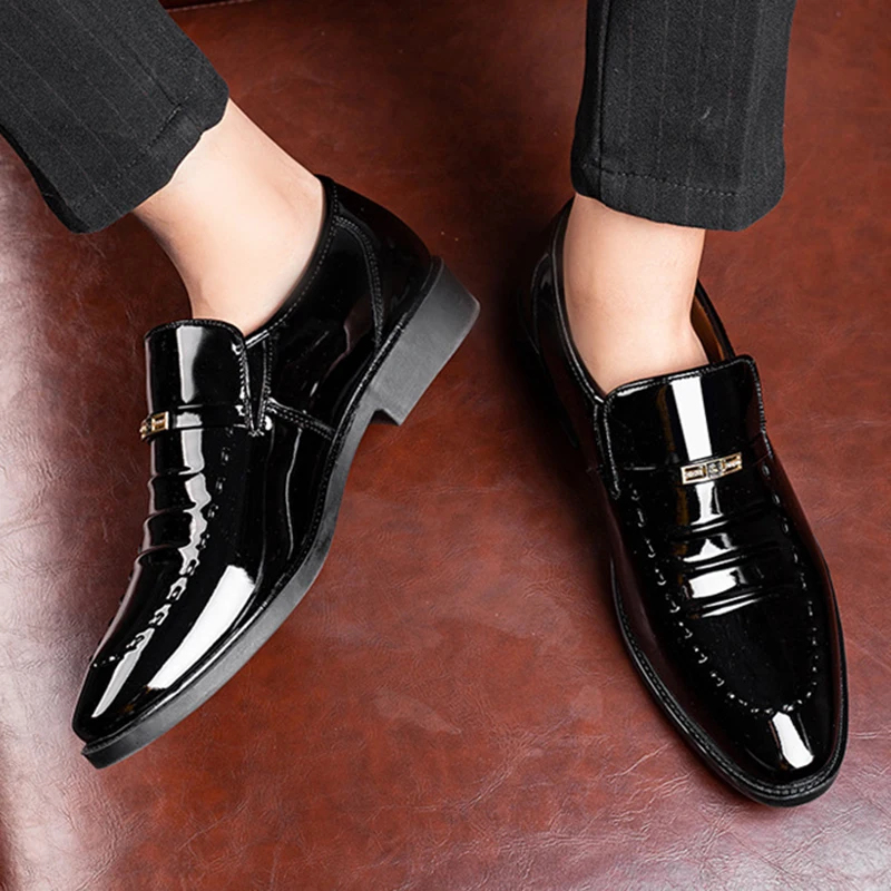 Patent Leather Men Shoes Slip On Oxfords for Male Wedding Party Office Work Shoes Plus Size Classic Business Casual Fashion Shoe