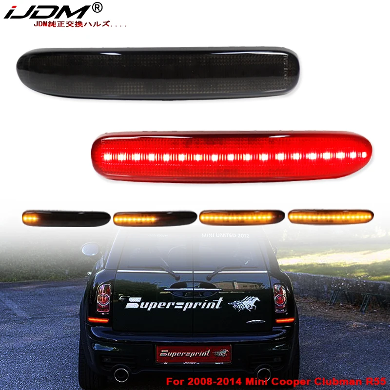 

iJDM для 2008-2014 Mini Cooper Clubman R55, функция отражателя заднего бампера, как хвост/тормоз и последовательный мигающий сигнал поворота
