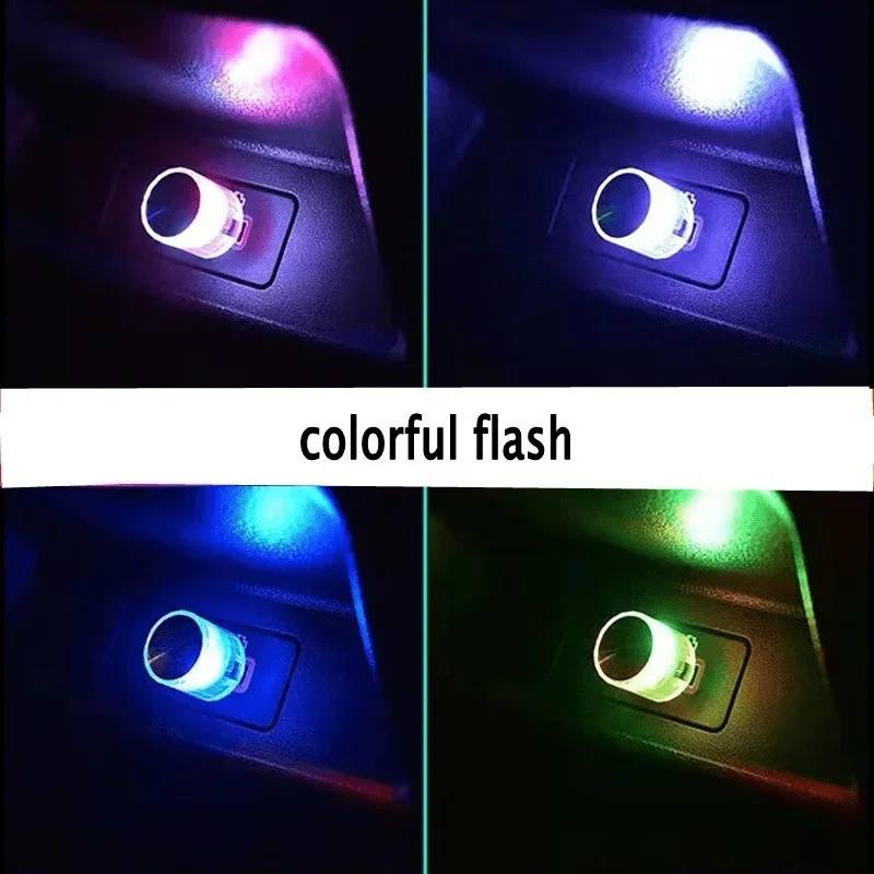 1pc Car usb car interior led car atmosphere light free wiring wireless change decorative supplies complete colorful small lights