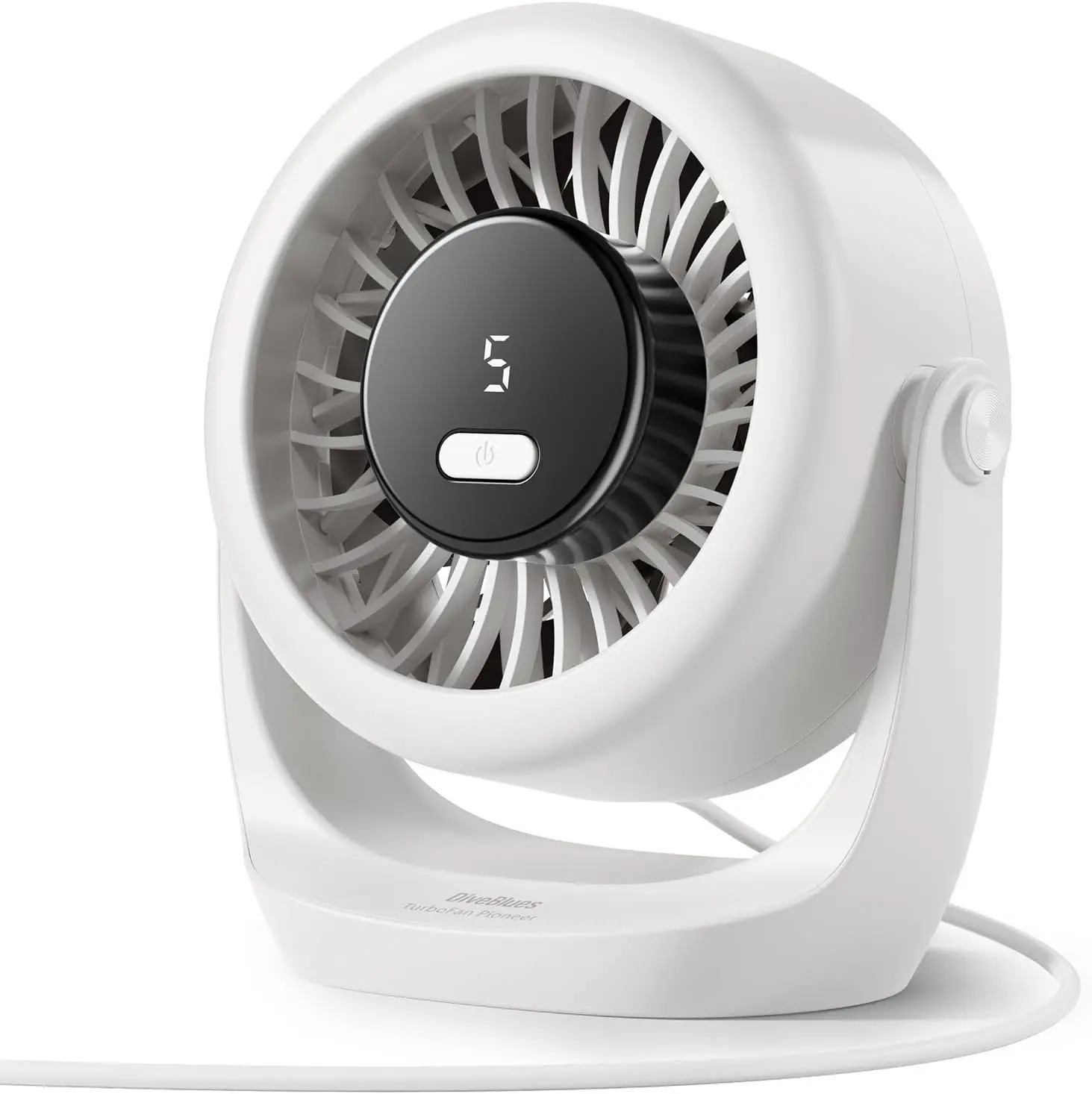 

USB Desk Turbo Fan, Ultra-Quiet Mini Desk Fan, Powerful Wind, LED Display, 5 Speed, 360° Rotating Small Portable Fan for Home, Office and Outdoor Cool Tech Gadgets - TurboBreeze