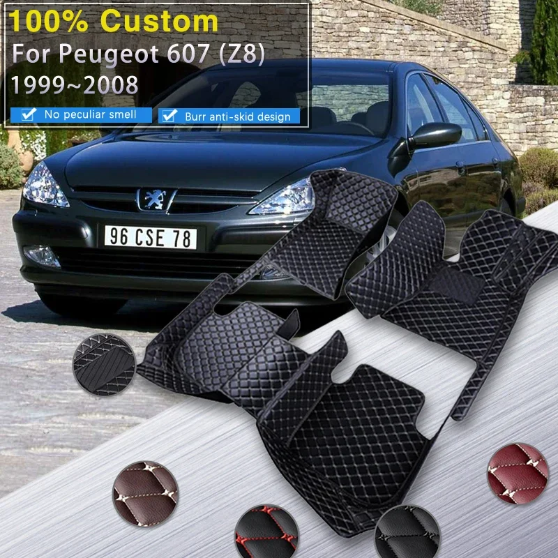 Complete Car Floor Mats For Peugeot 607 Z8 1999~2008 Carpets Rugs Leather Mat Set Waterproof Pad Interior Parts Car Accessories