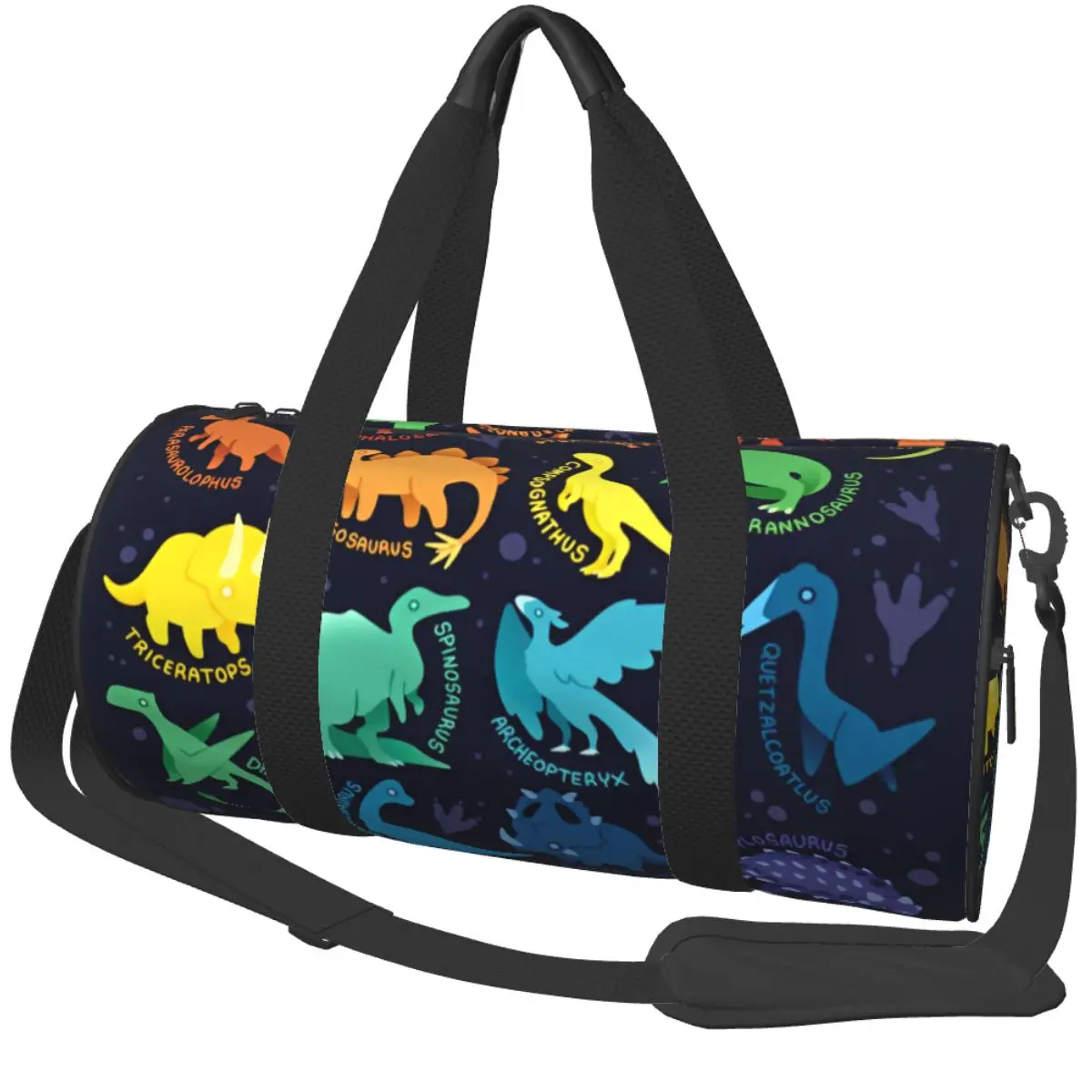 Dinosaurs In Space Pattern (Sport Bags Large Capacity Gym Bag Oxford Couple Printed Handbag Travel Training Funny Fitness Bag