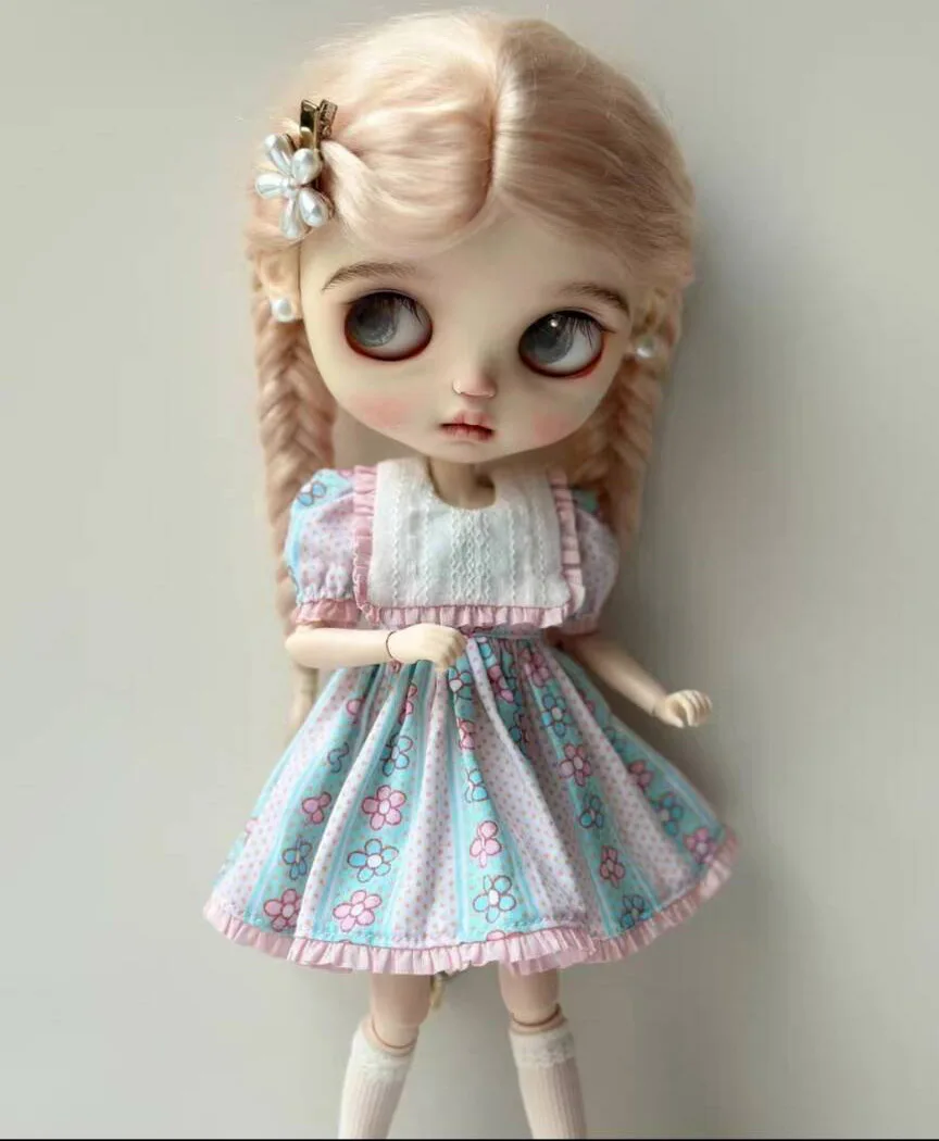

1pcs rural floral style 2025 Blythe/landoudou one-piece dress (Fit for Lulu,ymy24,Ob22,24,26,zone, Jenny)