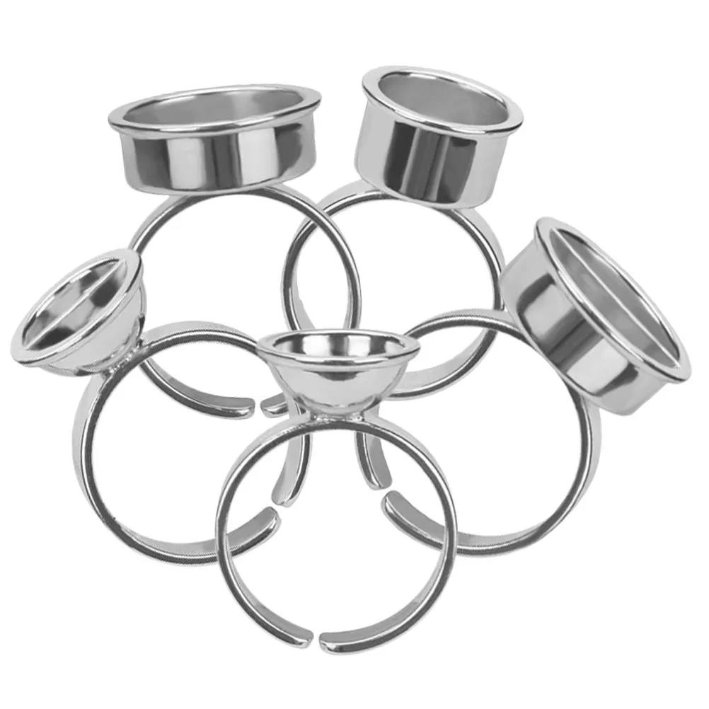 5Pcs Stainless Steel Ink Rings Tattoo Pigment Holder Eyelash Glue Ring Lash Extension Supplies Tattoo Accessories