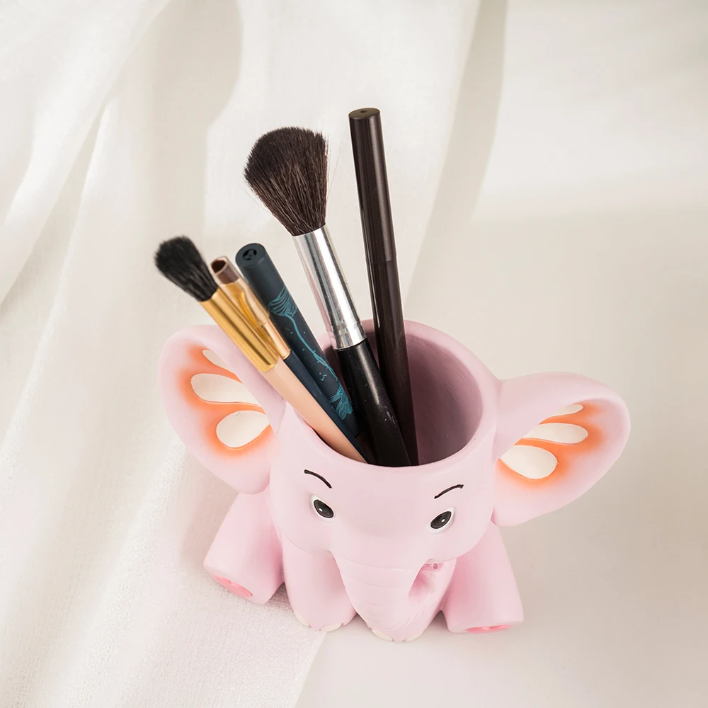 

Home decor Elephant Pen Holder Storage Box Decoration Cartoon Animal Resin Craft for Office Desktop Storage Ornament Practical
