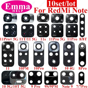 EmmaHelp10Pcs verre d'objectif de caméra arrière pour Xiaomi Redmi Note 11 11S 11T 10 10S 9 9S 8 7 Pro arrière avec colle
