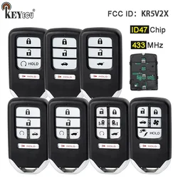 KEYECU  433MHz ID47 Chip FCC ID: KR5V2X 5 Button Remote Car Key Fob for Honda CR-V Clarity Pilot Ridgeline Civic 2016-2022