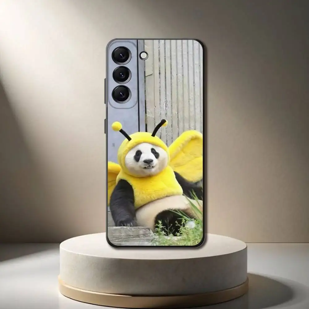 حافظة هاتف F-Fubao Panda لهاتف سامسونج جالاكسي A 73,72,51,53,52,71,22,5G,Note,J7,8,9 غطاء أسود ناعم