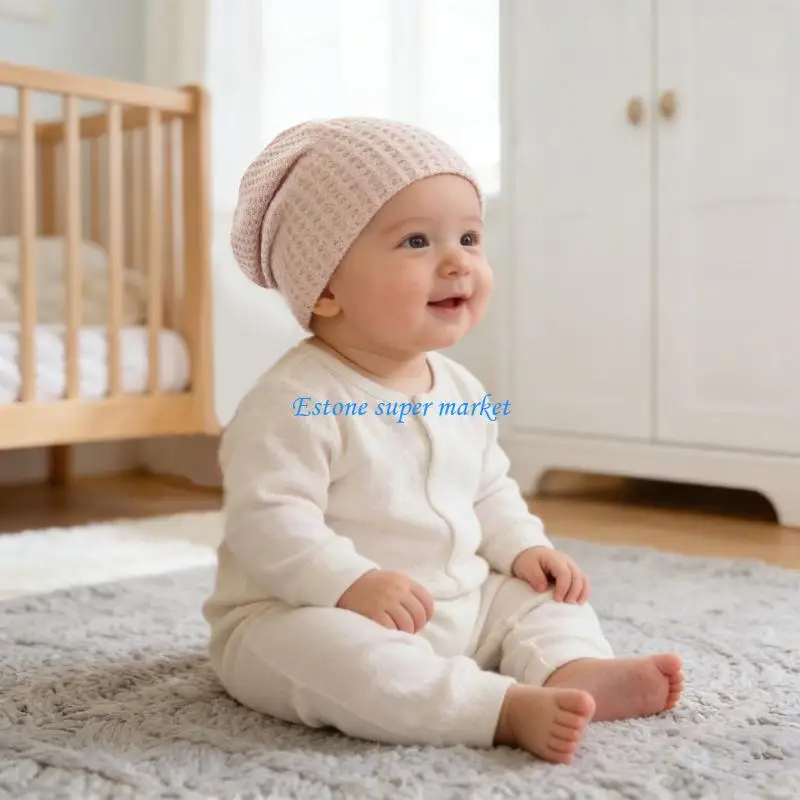 090B تنفس الطفل أغطية الرأس مرونة القطن قبعة للرضاعة مستشفى قبعة لحديثي الولادة الرضع سن 0 إلى 6 أشهر