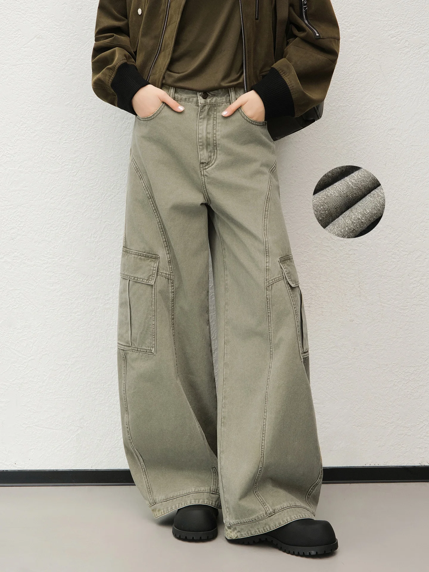 

Теплые джинсы с флисовой подкладкой, винтажные, широкие, в рабочем стиле, с высокой талией, на молнии, повседневные, всесезонные, женские