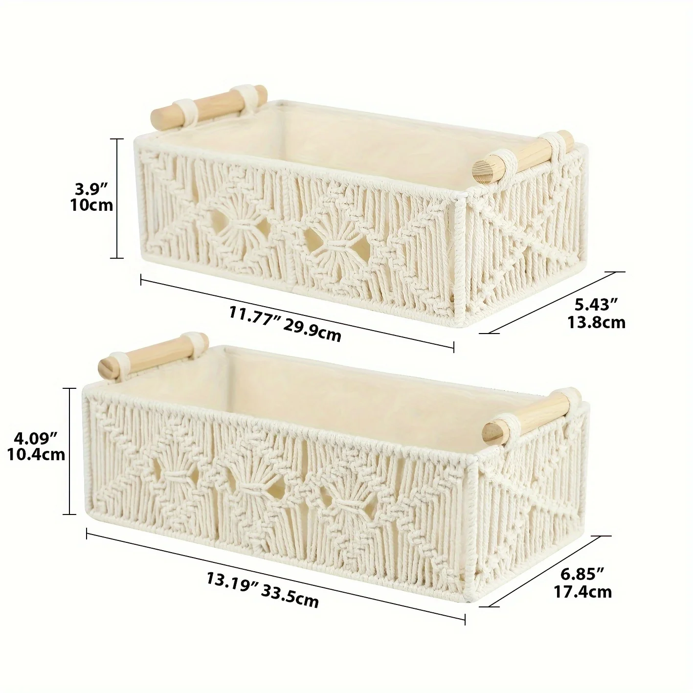 Macrame Storage Baskets Boho Decor Box Handmade Woven Decorative Countertop Toilet Tank Shelf Cabinet Organizer for Bedroom