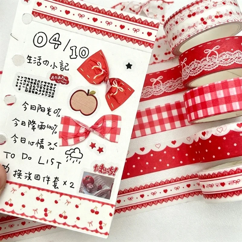 5Pcs Cute Washi Tape DIY Scrapbook Journal Collage Decor Material Stationery Aesthetic Masking Tape - view 6
