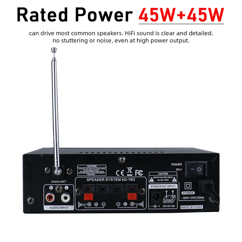 AK55 HiFi Bluetooth Audio Amplifier BT298Pro Digital Sound Amplifiers for Home Theater Channel 2.0 AMP MAX 800W Support 2 MIC FM