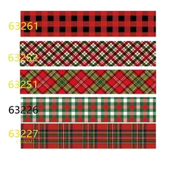 10yards Red and Green Plaid Grosgrain Ribbon for Christmas Decoration Hairbows Holiday Sewing Accessories DIY