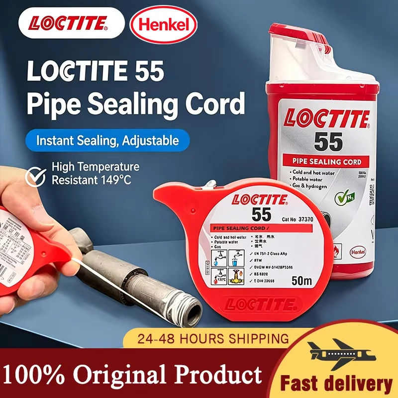 Original Loctite 55 Pipe Sealing Cord All-Purpose Tape Thread Sealant for Water and Gas Leak Fix Size 50m/160m