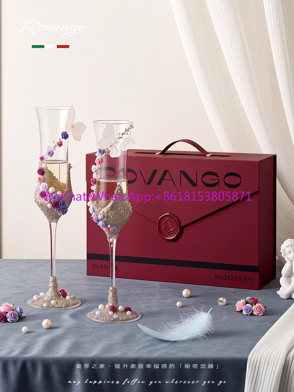 High-end original glass toast cup, exquisite champagne cup, gift set for girlfriends