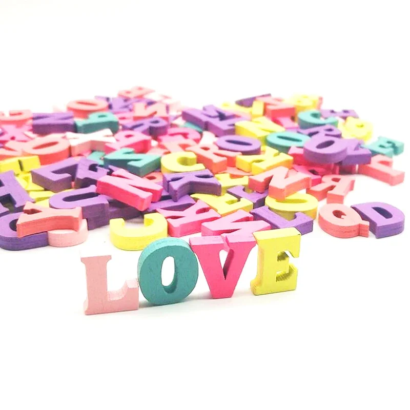 100Pcs Colorful 15mm Wooden Letters Alphabet Wood Slice Wall Decorative DIY Crafts Scrapbooking for Kids Home Accessories