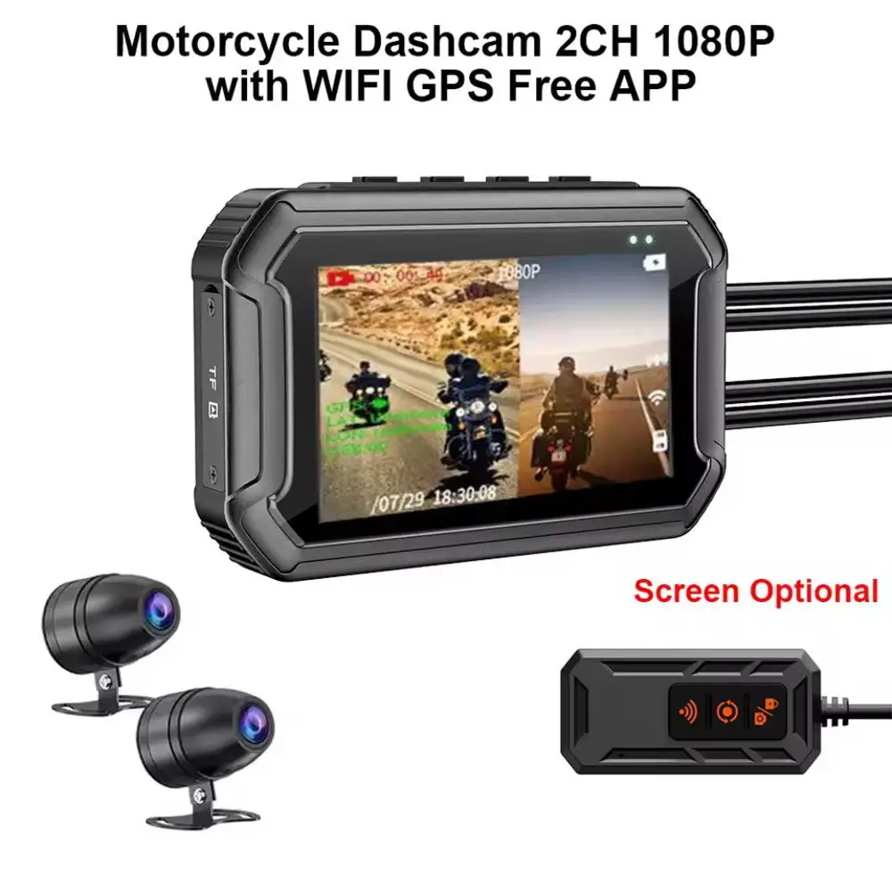 Dual 1080P Motorcycle DVR with WIFI GPS Loop Recording Parking Mode Waterproof IP67 Dash Cam Front Rear Driving Video Recorder