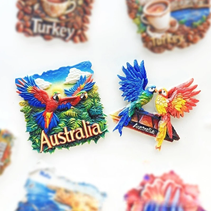 Australian Parrot Fridge Magnet 3D Southern Hemisphere Souvenir Colorful Bird Lover Gift Unique Outback Decor with Strong Magnet