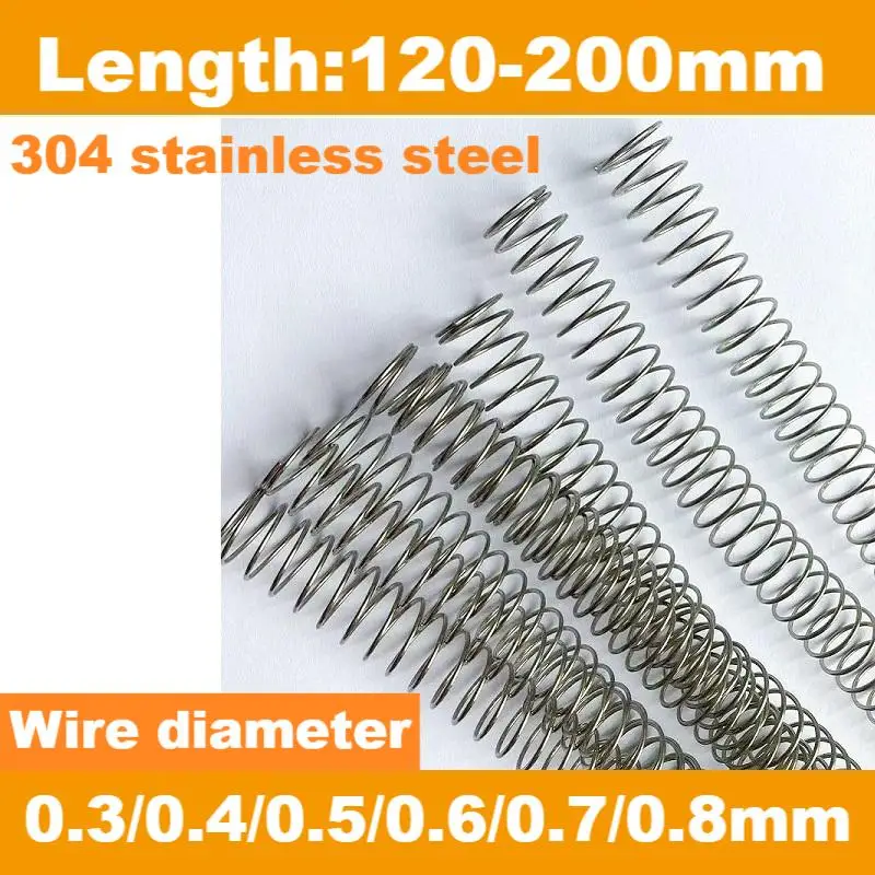 

304 stainless steel compression spring, Shock-absorbing spring,Wire Dia 0.3/0.4/0.5/0.6/0.7/0.8mm Length120-200mm