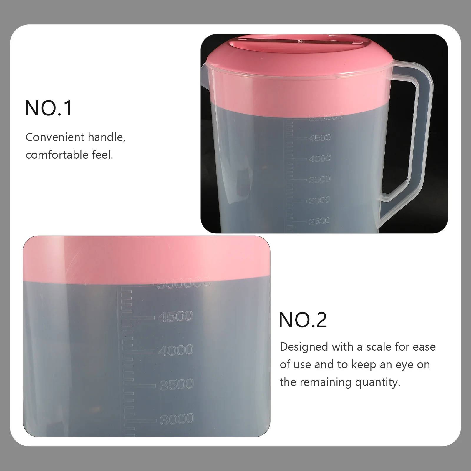 Heat Resistant Plastic Cold Water Pitcher 5000ml Measuring Lid Juice Tea Coffee Kettle for Home Family Party Picnic Storage