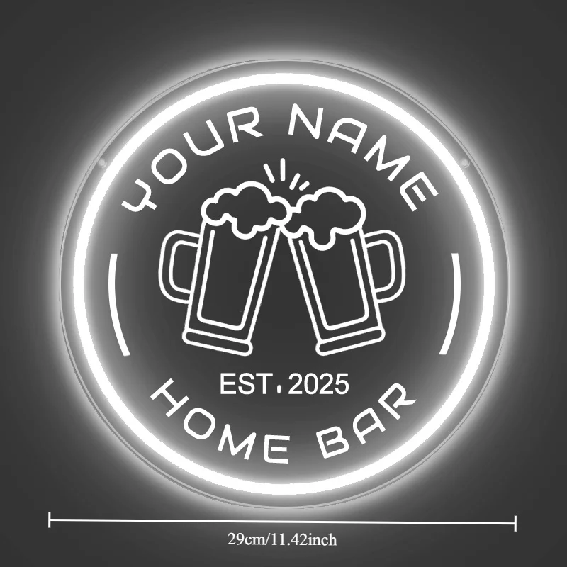 Customizable Cheers Neon Sign - Personalized Round LED Neon Light, Wine Party Themed Decor for Bars, Pubs, Night Markets