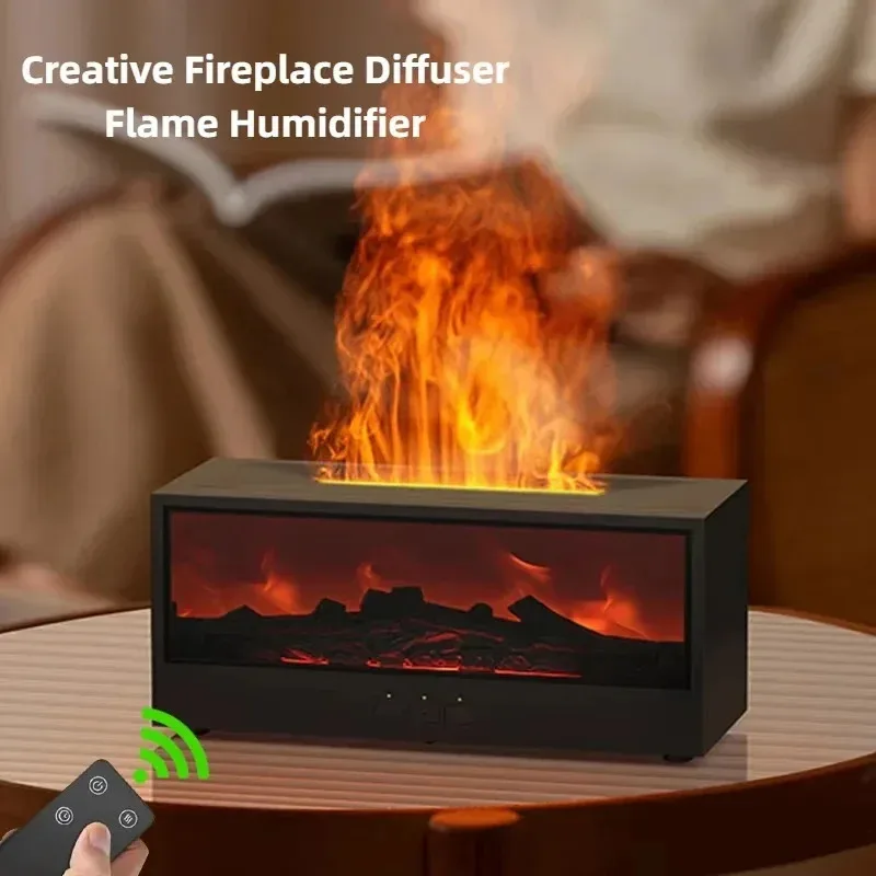 

Увлажнитель-ароматизатор с 3D-эффектом пламени, цветной подсветкой и пультом ДУ, идеальный праздничный подарок для домашнего декора