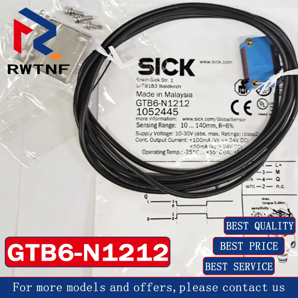 Capteur de type laser à réflexion diffuse, interrupteur photoélectrique carré malade GTB6-N1212 authentique, stock d'entrepôt 100% original