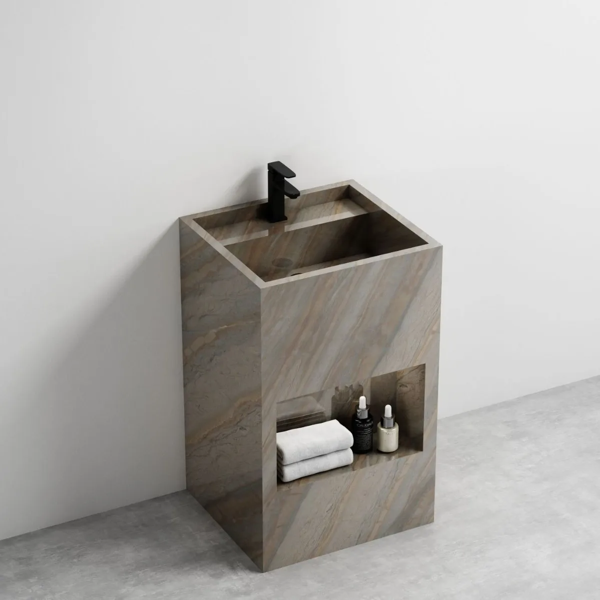 Potted Plants On StandsModern Integrated Seamless Rock Slab Pedestal Basin Floor-standing Wash Basin For Bathroom Or Balcony