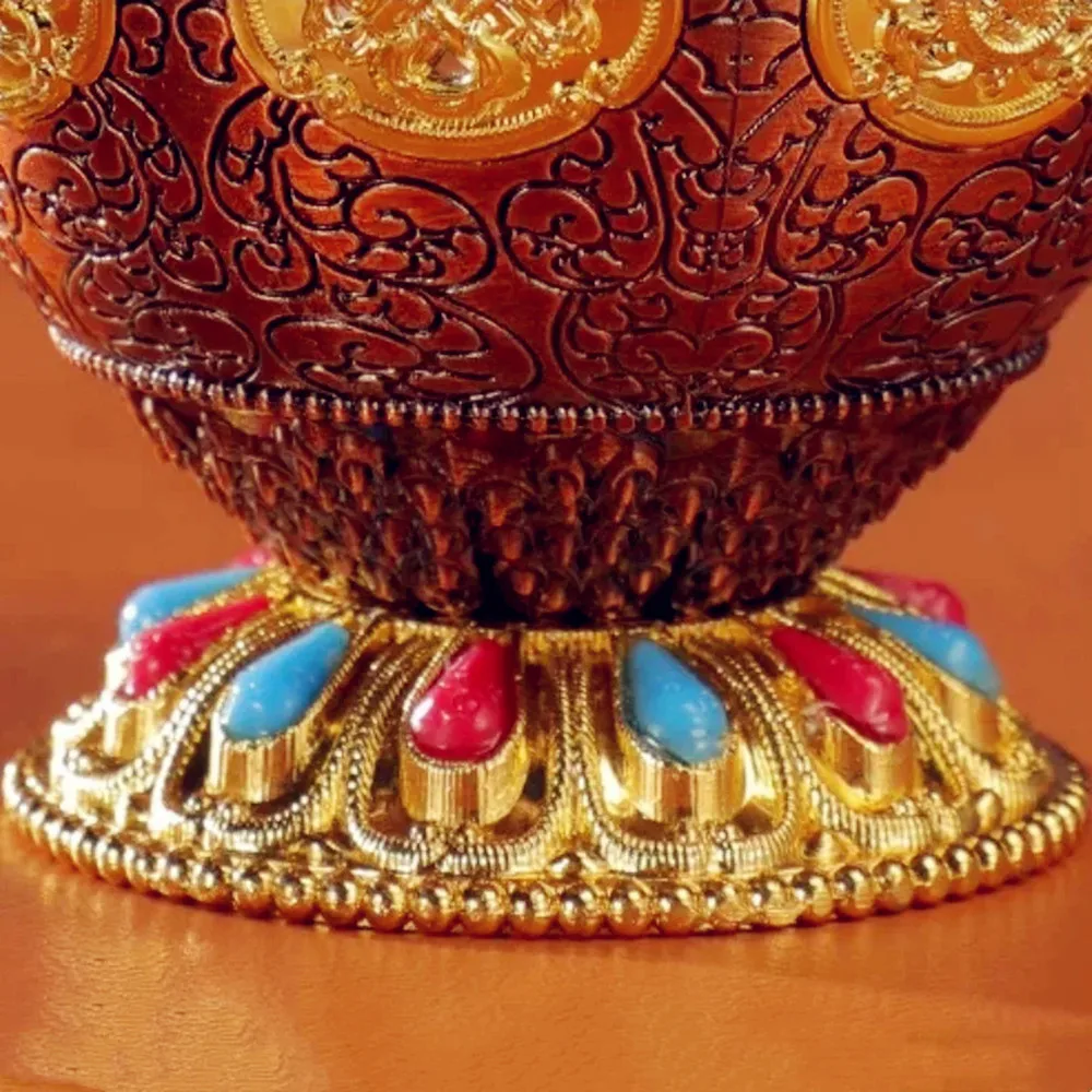 Tibetan Aquarius Box Rack,Buddhism With lid Box,Painting Alloy Eight Auspicious Tribute Jar,Buddhist Supplies Altars Decorative