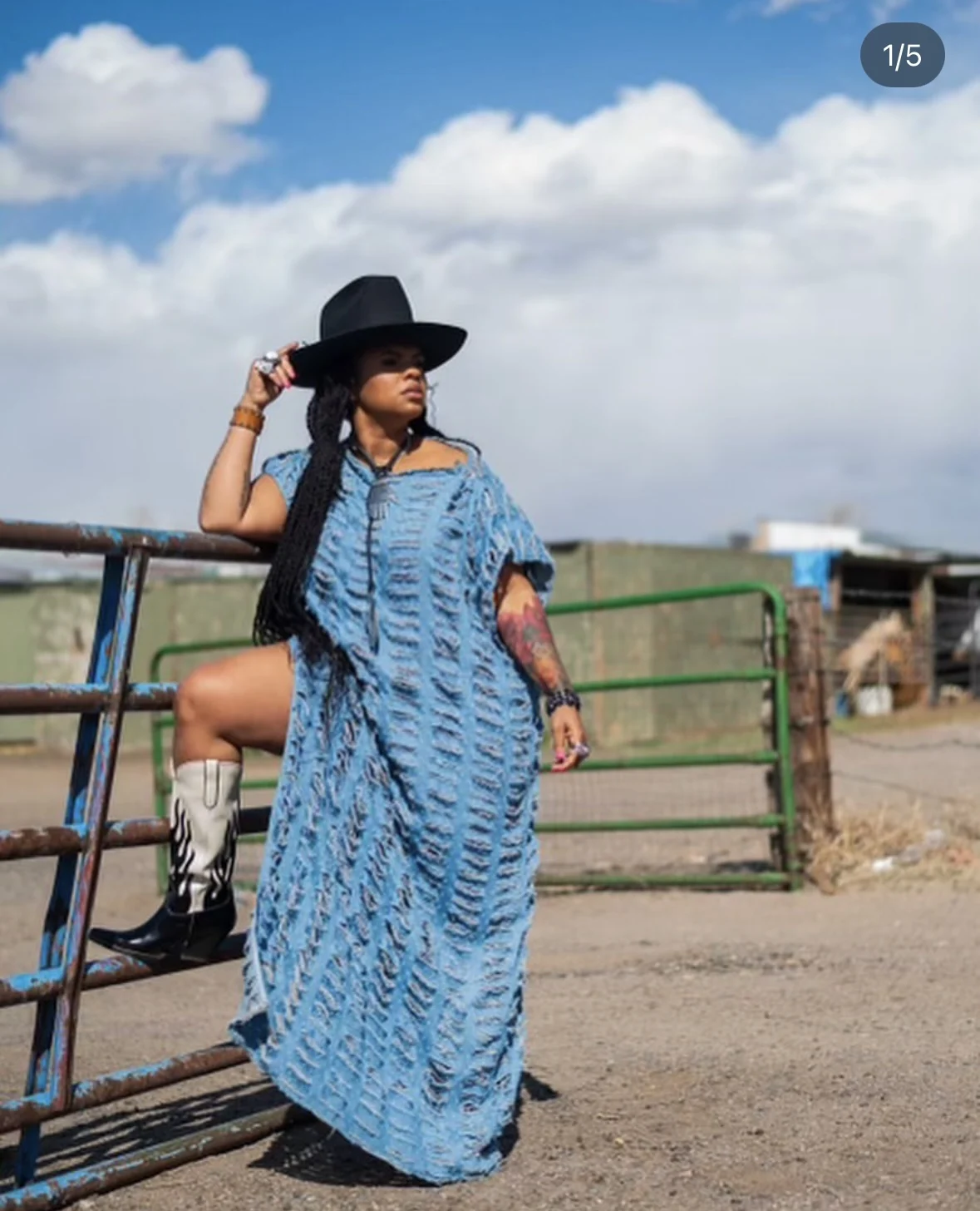 Robe Longue en Denim Ajourée pour Femme, Style Africain, Mode Occidentale, Blogger, Sexy, Kaftan, Taille Libre, Streetwear, Tenue de Plage pour ix, Été