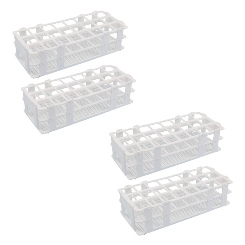 

4Pcs Plastic Test Tube Rack 24 Holes Lab Test Tube Rack Holder For 25Mm Test Tubes, Detachable, White