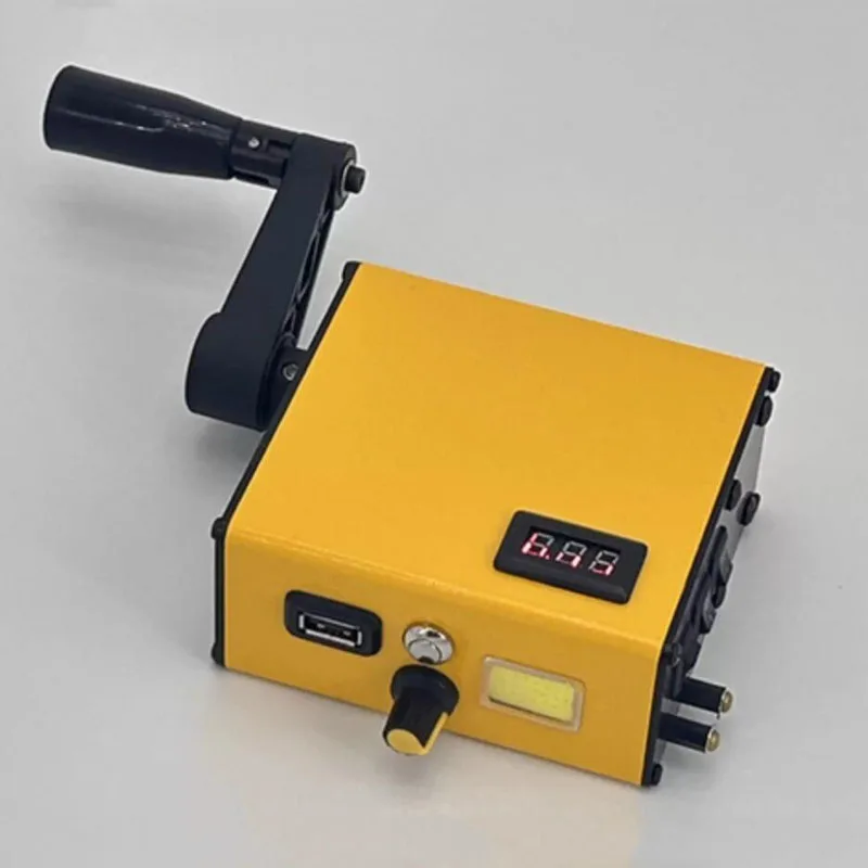 Fuente de alimentación portátil Generador de manivela manual de 30 W para acampar y supervivencia - Cargador de teléfono USB, encendido por arco, luces LED de emergencia