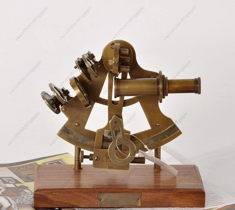 Reines Kupfer Retro Nostalgisches Antikes Ornament Sextant-Modell Nautische Fotografie-Requisiten – Detail 3