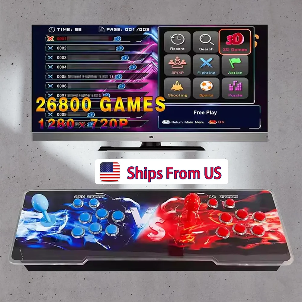 10000 in 1 WiFi Pandora's Box Arcade Game Console Retro Machine PC Projector TV 1280X720, 3D, Search/Hide/Save/Load/Pause Games