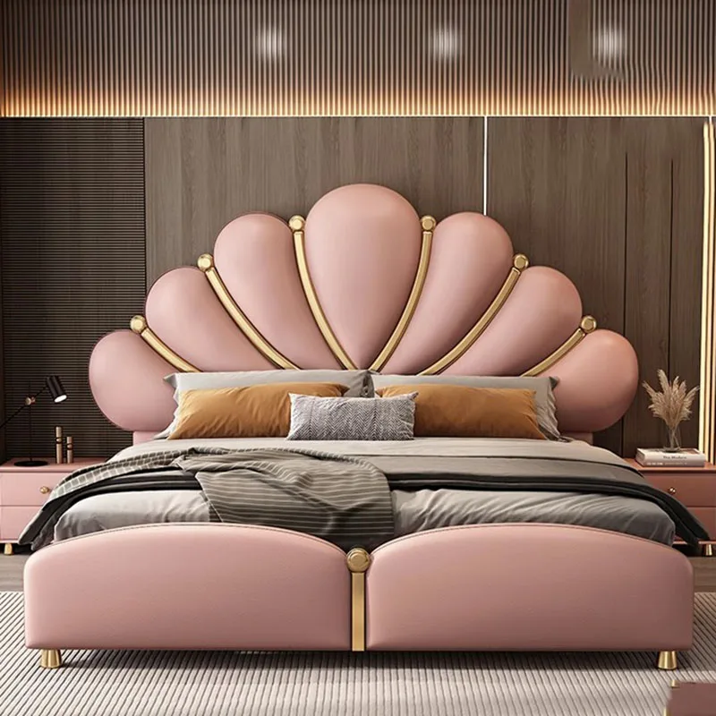 

Women European Double Bed Royal Wood King Headboard Frame Double Bed Modern Wood Figure Relaxing Muebles Living Room Furniture