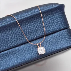 Classic 585 Purple Gold Shining Single Gem Rabbit pendant Plated 14K Rose Gold Fashion necklaces collar chain Party Jewelry